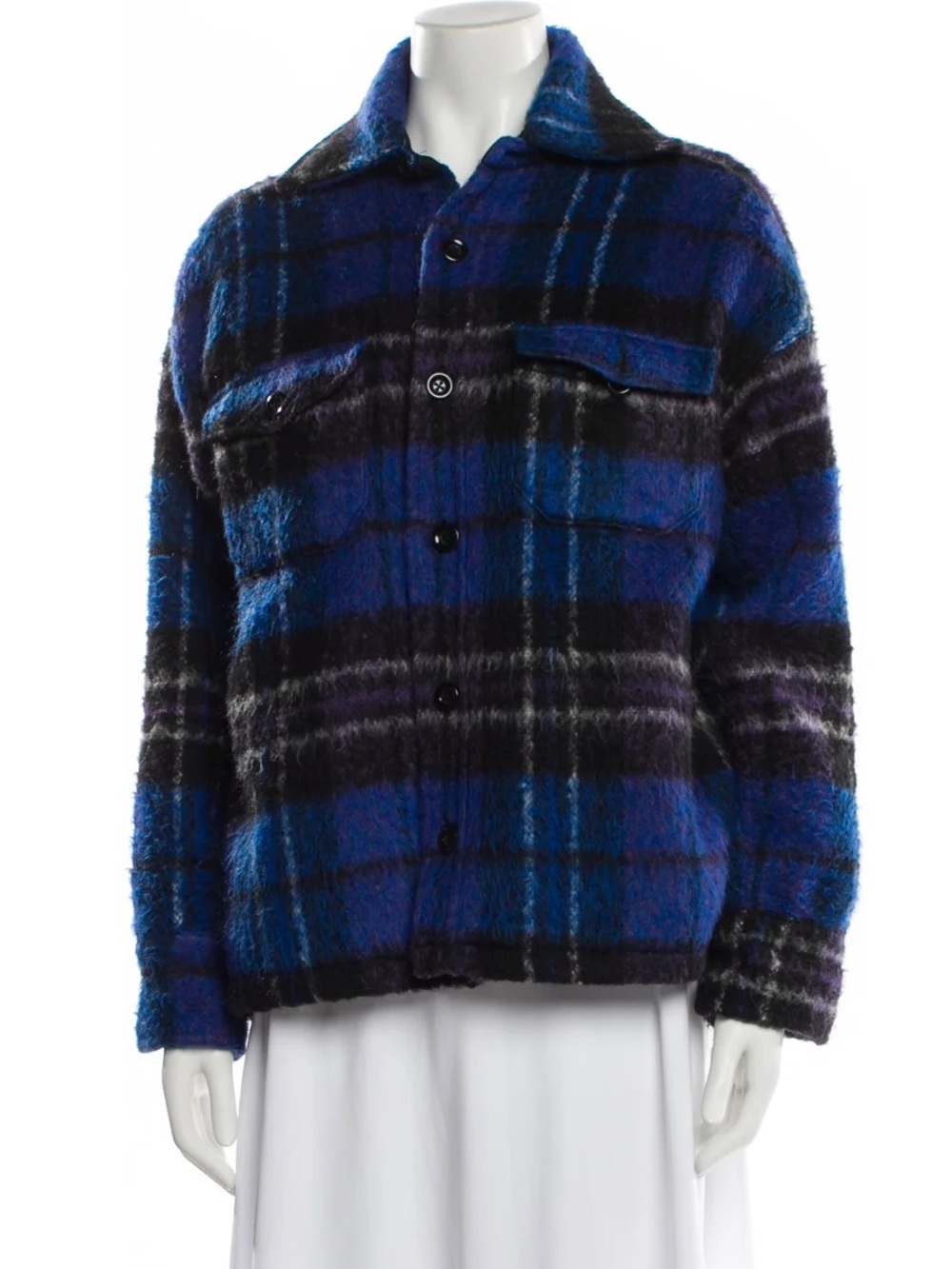 Anine Bing Blue & Black Plaid Pea Coat
